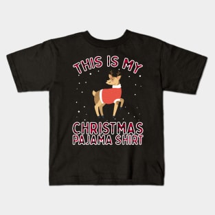 Funny Cute Christmas Deer Pajamas For Kids - Santa Hat Xmas Kids T-Shirt